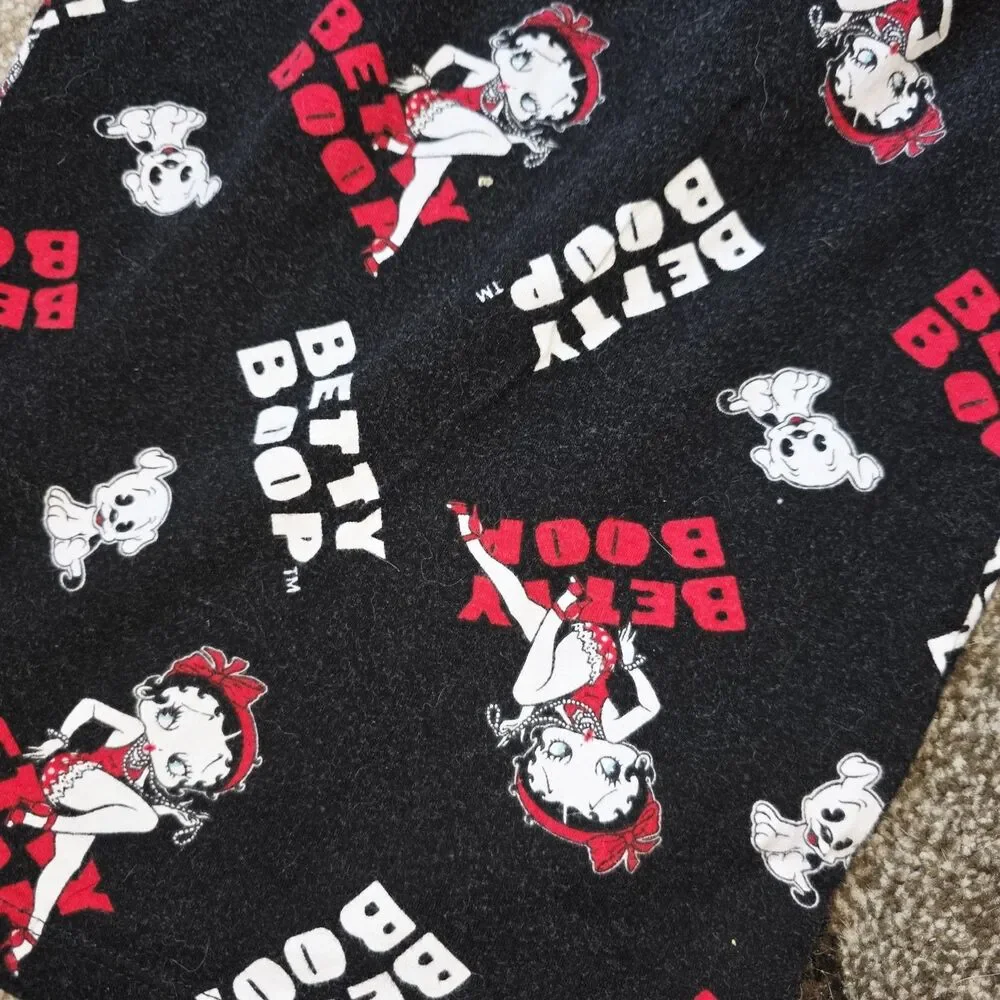 BETTY BOOP 2012 Y2K Sz 3X Black AOP Print Drawstring Crop Pajama Lounge Pants